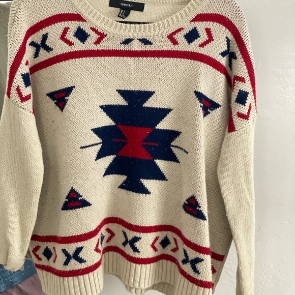 F21 Printed Winter Sweater - Picture 2 of 2